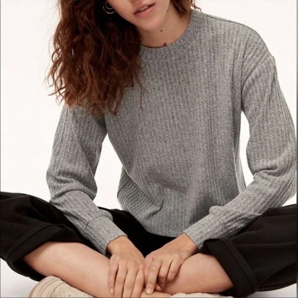 Aritzia Wilfred Free Gray Ribbed Women's Rudko longsleeve